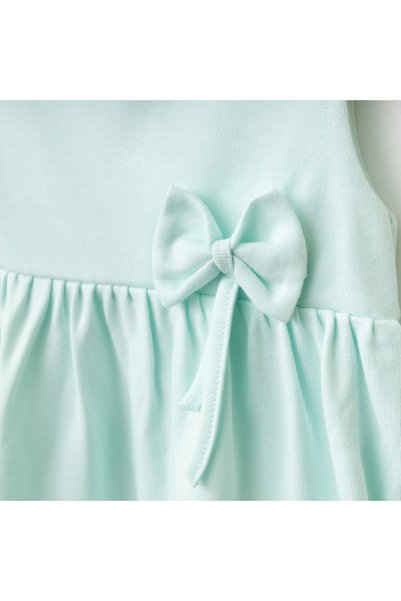 Pasillo Girl's Cotton Dress Gift Baby Girl Bow Dress Purple/Natural/Water Green (6 Months–3 Years)