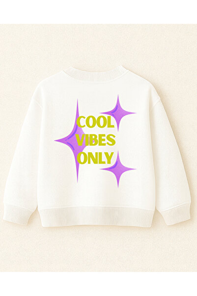 fasardi Φούτερ για κορίτσια μπροστά και πίσω με τύπωμα 3 νήματα χωρίς σχέδιο μακρυμάνικο O oversized - Cool Vibes Only