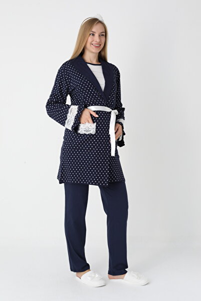 EM&FA TEKSTİL Pregnant Maternity Pajama Set with Robe