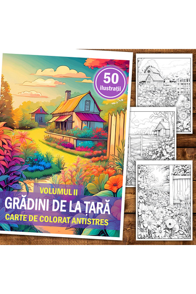 Legendary Gifts Книга за рисуване, 50 илюстрации Селски градини - том II