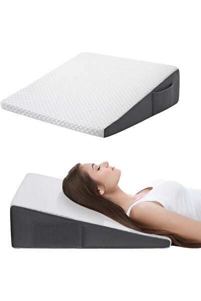 Eworld Cozymaker 7.5-inch Wedge Bed Pillow — Cooling Bamboo Memory Foam, Whit...