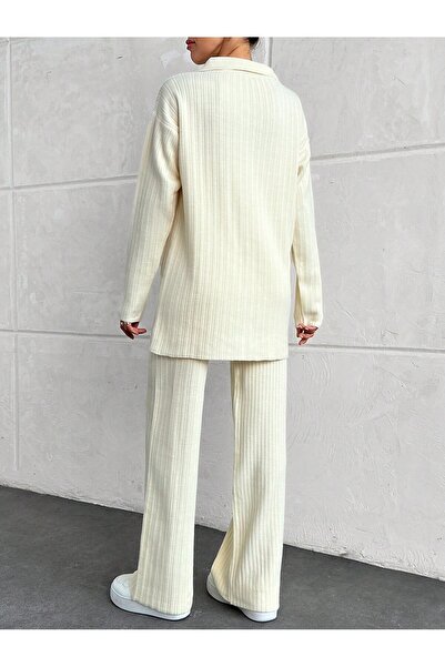 TOFAN TRİKO Polo Neck Oversize Double Suit