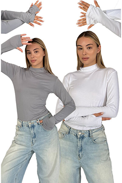 RDK Giyim Γυναικείο Σετ 2 Κομματιών Φορμάκι με λεπτομέρεια στα δάχτυλα - Γκρι...