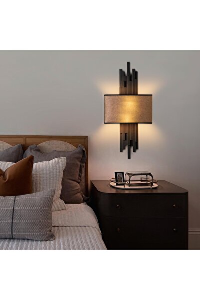 MOİRA Axis Bidirectional Lampshade Headed Sconce Black, Rustic Decorative Metal Single Wall Lamp Axis-15102