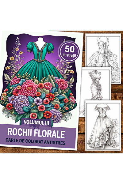 Legendary Gifts Carte de pictura, 50 de ilustratii, Rochii Florale - Volumul III