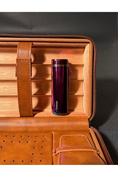 COHİBA Humidor Özellikli Deri Puro Seyahat Çantası (Çakmak & Kesici Dahil)