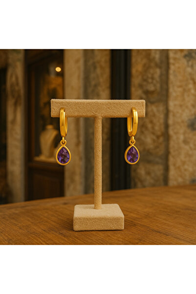 Soleildor Doğum Taşlı Gümüş Küpe