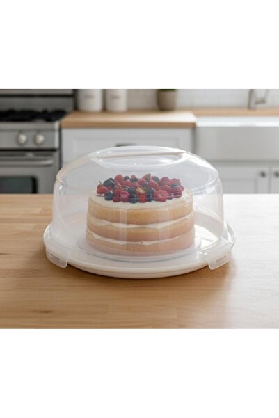 Berina home Kilitli Kapaklı Kek ve Pasta Fanusu 34 cm En Büyük Boy – 7 Litre | Taşınabilir,