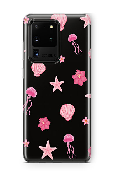 FLAMENKO Samsung Galaxy S20 Ultra Pink Sea Theme Pattern Transparent Phone Case