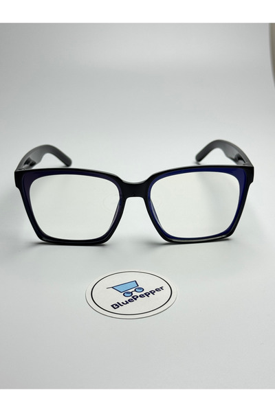 BluePepper Fasty Black Rectangular Blue Light Filter Screen Glasses Can Chang...
