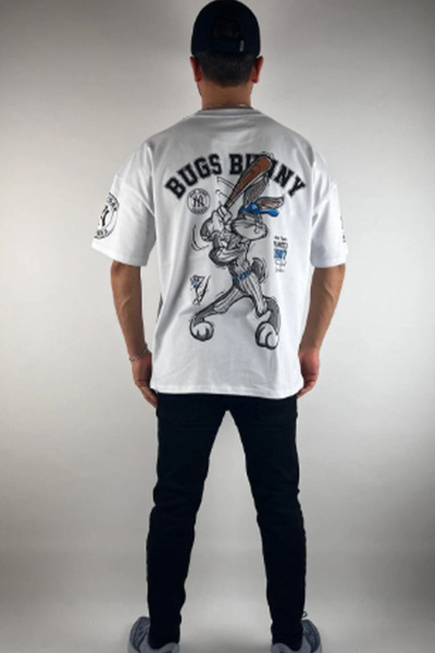 ESSFASIHON Λεπτομέρεια εκτύπωσης Unisex oversized Μπλούζα