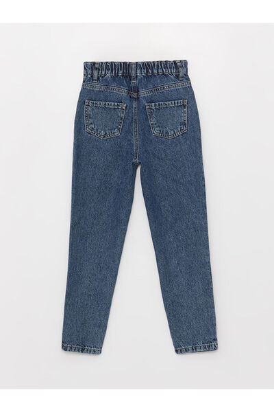 LC Waikiki Blue Ripped Detailed Girls' Mom Jean Pants