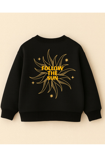 fasardi Φούτερ για κορίτσια μπροστά και πίσω με τύπωμα 3 νήματα χωρίς σαρντόν μακρυμάνικο O oversized - Follow The Sun