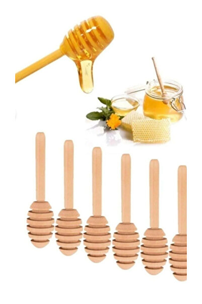 DNS HOME 6 قطع من ملاعق العسل الخشبية المصنوعة يدويًا من الخشب العضوي مقاس 15 سم