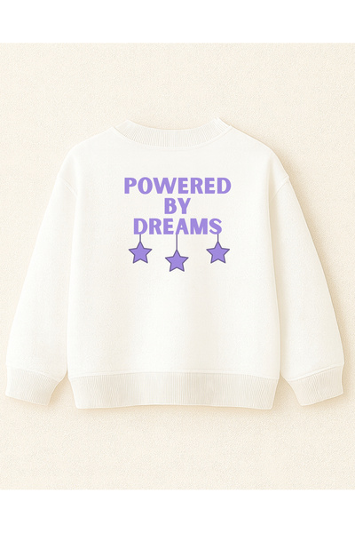 fasardi Fete Copii Față Spate cu imprimeu 3 fire fără șarjona Mâneci lungi O supradimensionat Sweat tricou - Powered By Dreams