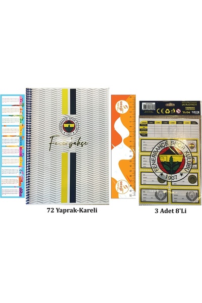 Fenerbahçe Orjinal Lisanslı Okul Defteri ve Etiketi + Sezgistore Ayraç Cetvel...