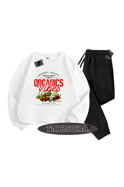 Tarzsokak Λευκό Σετ Ποδηλάτου με Λεπτομέρεια Φράουλας, Διπλό ΣΕΤ