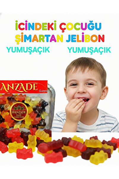 HANZADE GURME KARIŞIK MEYVELİ LEZZETLİ YUMUŞAK ŞEKERLEME AYCIK JELİBON 400 GR
