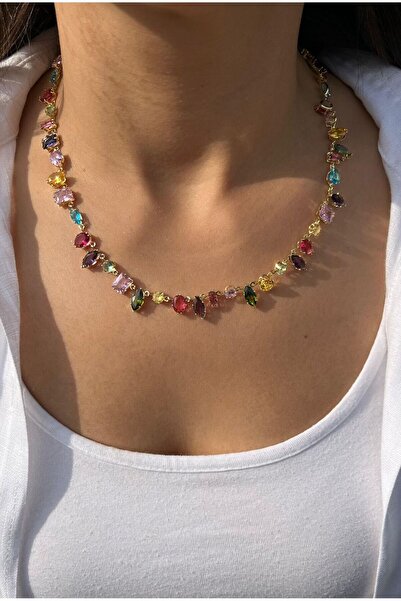 nunu takı قلادة جيما مرصعة بأحجار الزركون الملونة