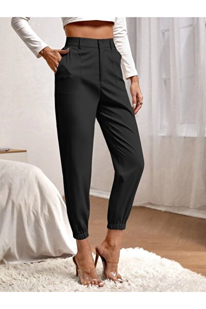 TUA MODA Tua Moda Women's High Waist Imported Crepe Pants with Pockets and Elasticated Legs