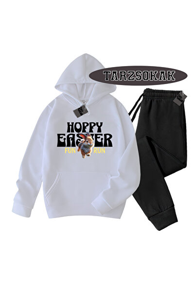 Tarzsokak Λευκό σετ με κουκούλα και λεπτομέρεια Hoppy, διπλό σετ