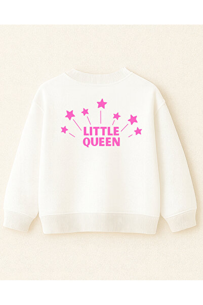 fasardi Φούτερ για κορίτσια μπροστά και πίσω με τύπωμα 3 νήματα χωρίς σχέδιο μακρυμάνικο O oversized - Little Queen