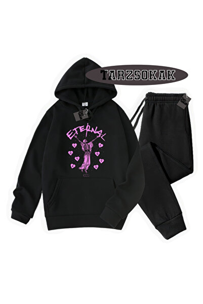 Tarzsokak Black Hooded Eternal Detailed Double Set