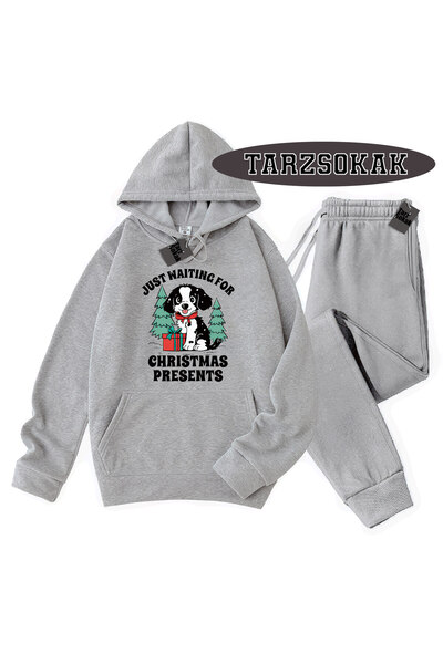 Tarzsokak Γκρι φούτερ με κουκούλα Just Waiting, Λεπτομερές διπλό σετ