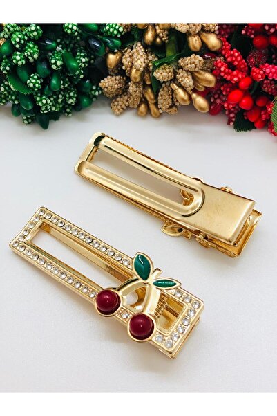 İnDerin CÂRLIG METALIC CU PĂRĂ DE CIREȘE CU PIATRĂ DE AUR, CATĂLĂLĂLĂ DE META...