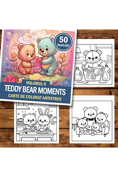 Legendary Gifts Carte de colorat, 50 de ilustrații Momente Ursuleț de Pluș - Volumul II