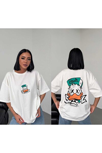 ESSFASIHON Unisex Print Detail Oversized Blouse