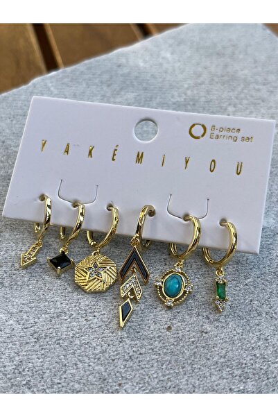 nunu takı Yakemiyou Arrow and Star Patterned Six-Piece Earrings