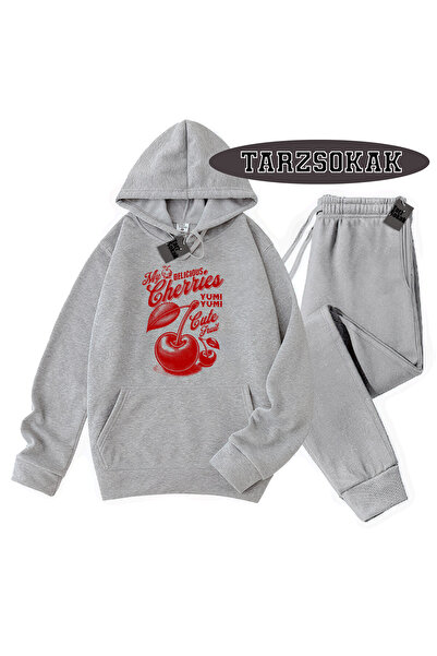 Tarzsokak Сив комплект с качулка Herry Yum Yum с детайли, състоящ се от две ч...