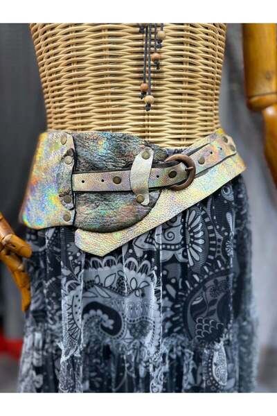 Yılday Gür Butik Giselle Deri Kemer | Pastel Efektli Hakiki Deri El Yapımı Bo...