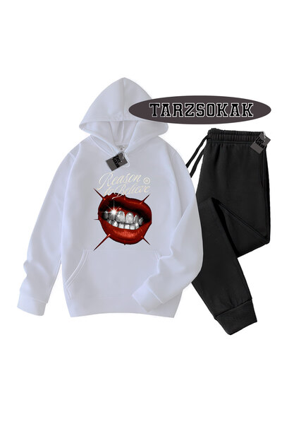 Tarzsokak طقم مكون من قطعتين بتفاصيل رايز وقلنسوة بيضاء