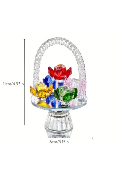 Minihobiev Kristal cam gül çiçeği sepeti ( yükseklik 11,5 cm, eni 8,5 cm) , v...