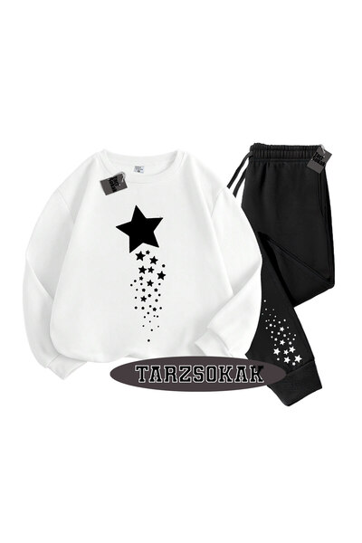 Tarzsokak Λευκό Σετ Ποδηλάτου με Λεπτομέρεια Αστεριού, Διπλό ΣΕΤ