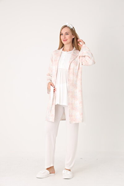 EM&FA TEKSTİL Pregnant Maternity Pajama Set with Robe