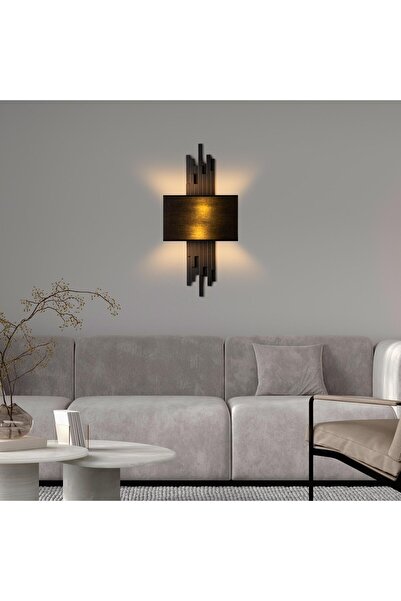 MOİRA Axis Bidirectional Lampshade Headed Sconce Black, Rustic Decorative Metal Single Wall Lamp Axis-15104