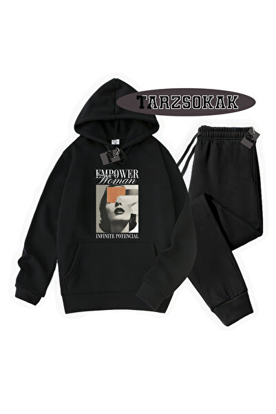 Tarzsokak طقم مكون من قطعتين بتفاصيل EmpoweR وقلنسوة سوداء