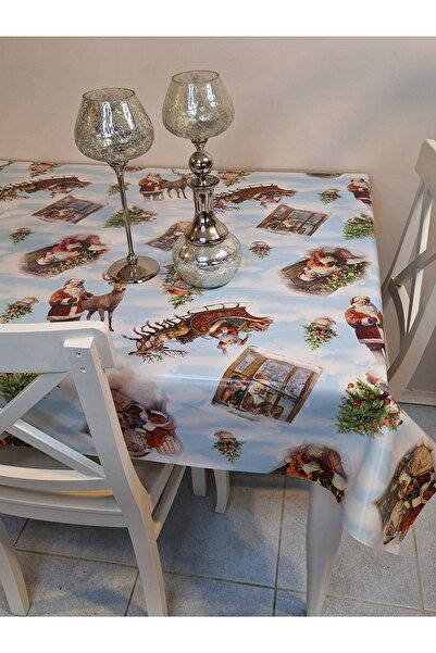 Başak Ev Tekstili Yeni Yıl Desenli Elyaflı PVC Masa Örtüsü – Silinebilir ve Su Geçirmez Muşamba