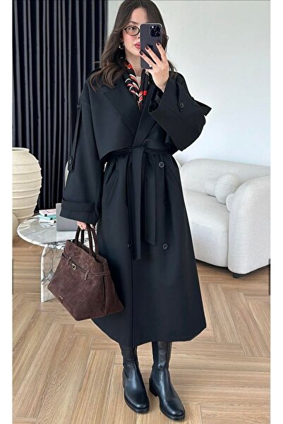 ALVOR Omuzu Uzun Apoletli Premium Kalite Trençkot