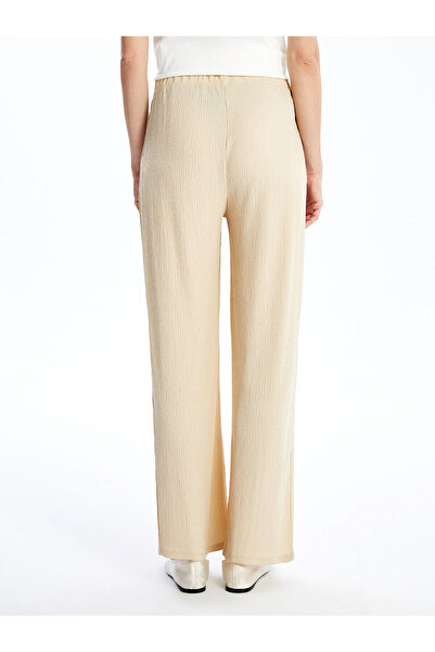 LC Waikiki Elastic Waist Textured Wide Leg Women's Trousers