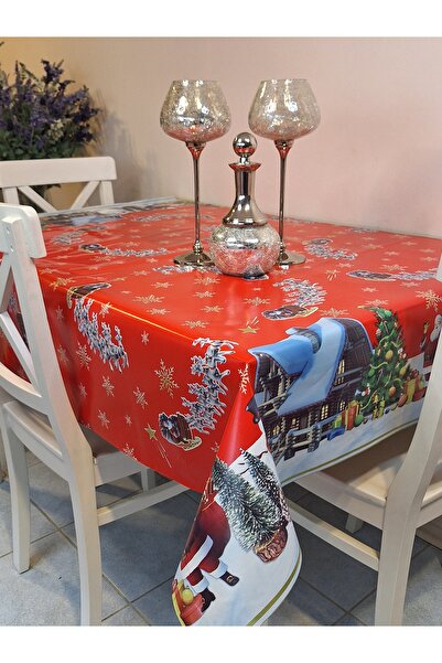 Başak Ev Tekstili New Year Patterned Fiber Pvc Tablecloth – Erasable and Waterproof Oilcloth