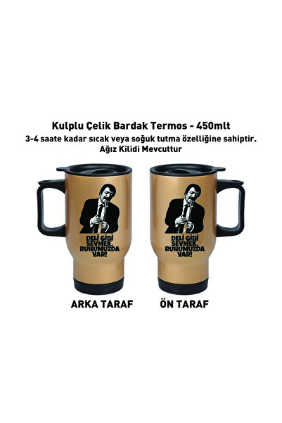 DKDZ SHOP Steel Cup Thermos with Handle - 450ml - Müslüm Baba