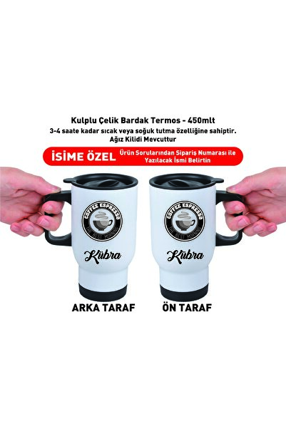 DKDZ SHOP Steel Cup Thermos with Handle - 450Mlt Name B Printed - Soz04