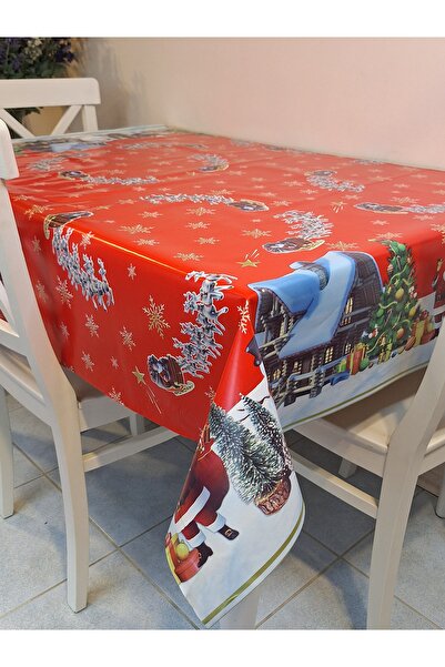 Başak Ev Tekstili New Year Patterned Fiber Pvc Tablecloth – Erasable and Waterproof Oilcloth