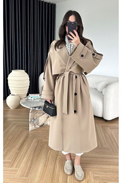 ALVOR Omuzu Uzun Apoletli Premium Kalite Trençkot