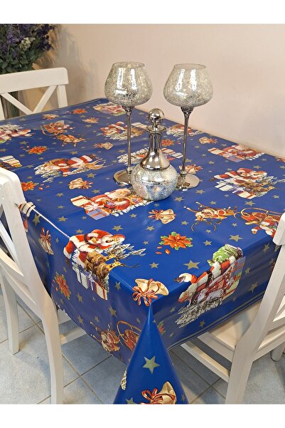 Başak Ev Tekstili Față de masă din PVC cu model de Anul Nou – ștergabilă și impermeabilă
