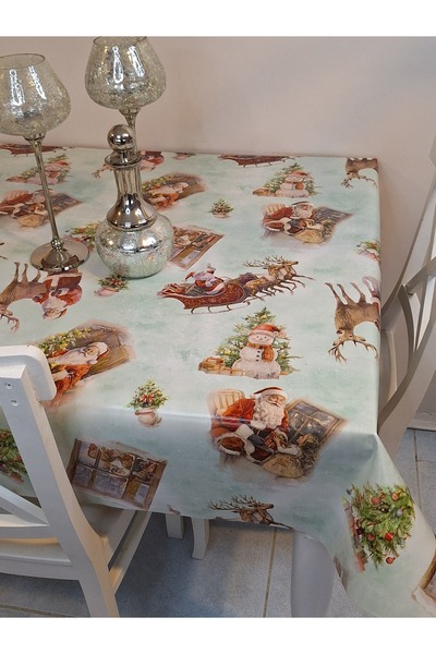Başak Ev Tekstili New Year Patterned Fiber Pvc Tablecloth – Erasable and Waterproof Oilcloth